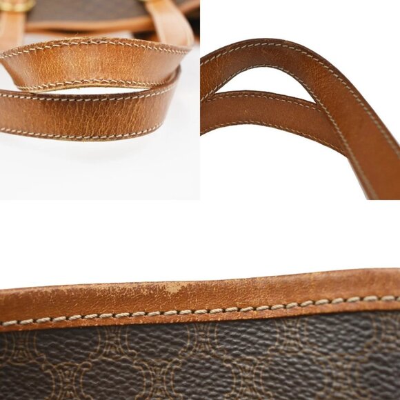 CELINE Logo Macadam Pattern Shoulder Tote Bag PVC Leather Brown Italy - Picture 9 of 14